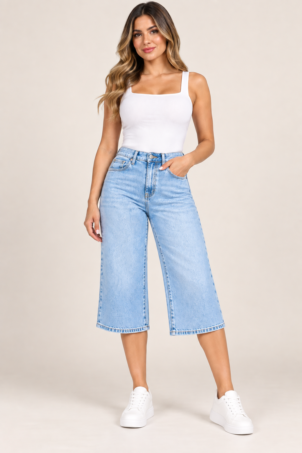 Light Blue High-Rise Wide-Leg Jeans / Lizz Studio
